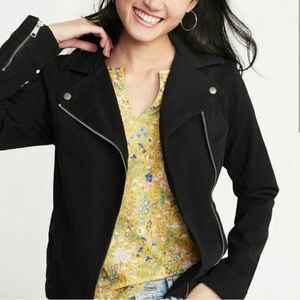 Black Faux Suede Biker Jacket Old Navy